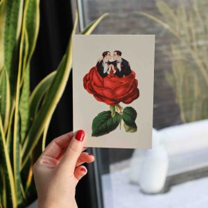 Kaart: Twee mannen in een roos