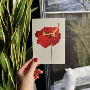 Kaart: Vrouw in klaproos